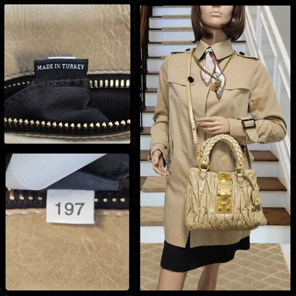 Miu Miu  Matelassé Olive Leather Two-Way Bag - Picture 3 of 17
